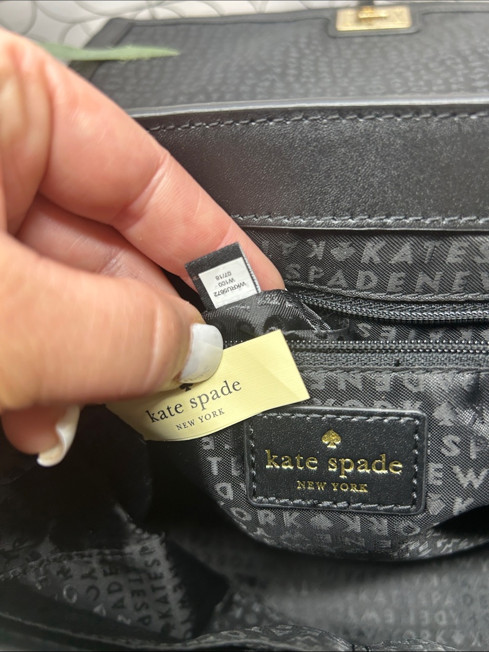 6552 kate spade Black Leather Satchel with Pearl Studs 270936552 - Picture 6 of 11